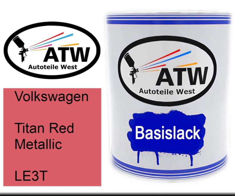 Volkswagen, Titan Red Metallic, LE3T: 1L Lackdose, von ATW Autoteile West.